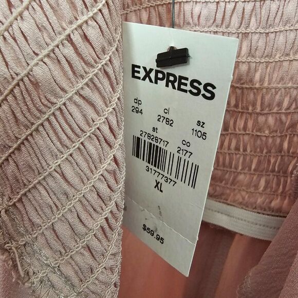 NWT EXPRESS LIGHT PINK TIE SHOULDER TANK DRESS TIERED RUFFLED HEM SIZE XL - Picture 11 of 16